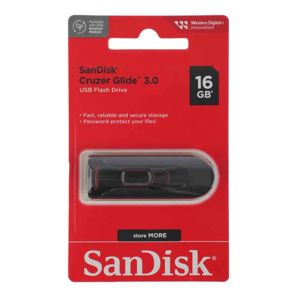 Флеш-накопитель SanDisk Cruzer Glide 3.0 USB Flash Drive 16GB, черный